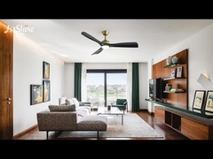 52 ιντσών σύγχρονος ανεμιστήρας οροφής LED με κινητήρα συνεχούς ρεύματος, μαύρες λεπίδες ABS