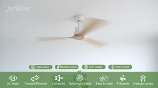 Μοντέρνος ανεμιστήρας οροφής από μασίφ ξύλο 52 ιντσών με κινητήρα DC