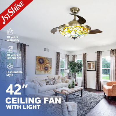 Αγορά Midcentury Design 1stshine LED Ceiling Fan τηλεχειριστήριο και κρυμμένες λεπίδες 10 ετών κινητήρας ηλεκτρονική κατασκευή