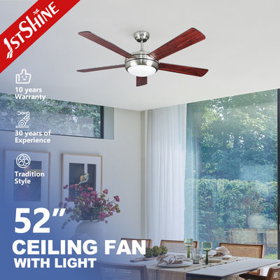 Αγορά 110V / 50Hz τάση 1η λάμψη 52 ιντσών ψύξη αέρα DC κινητήρας 5 πλακέτο λεπίδα σύγχρονοι ανεμιστήρες οροφής LED με φώτα ηλεκτρονική κατασκευή