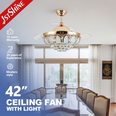 Αγορά Τρόπος ελέγχου WIFI Crystal LED Ceiling Fan Light με κρυμμένες λεπίδες και έλεγχο τοίχου ηλεκτρονική κατασκευή