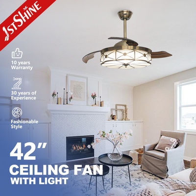 230v Ανασυρόμενο αόρατο ανεμιστήρα οροφής με LED Light Retro Pure Copper Decorative