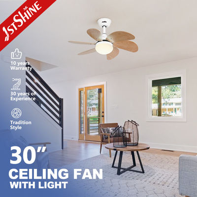 Διακοσμητικός μικρός ανεμιστήρας οροφής LED Modern 6 Wood Blade Smart Remote Control
